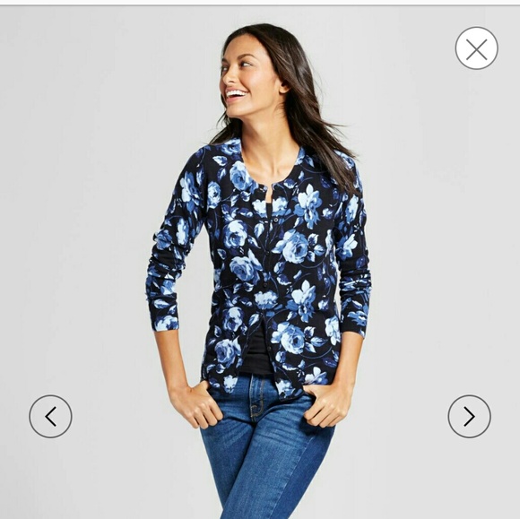 Womens Blue Floral Cardigan 
